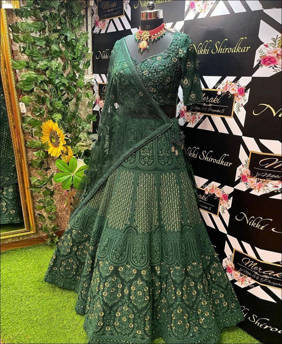 RE - Green Sequence Emroidery Work Lehenga Choli